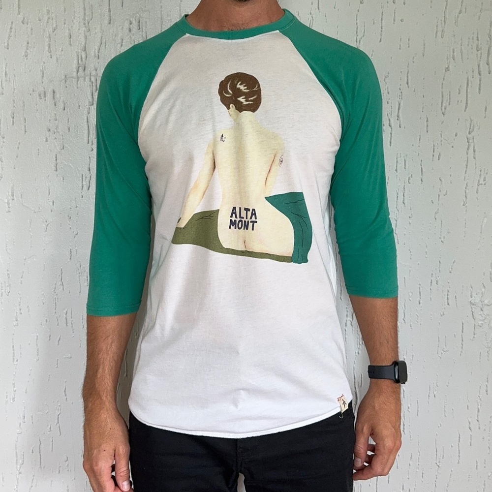 Altamont Men's Baseball Tee Medium White & Green